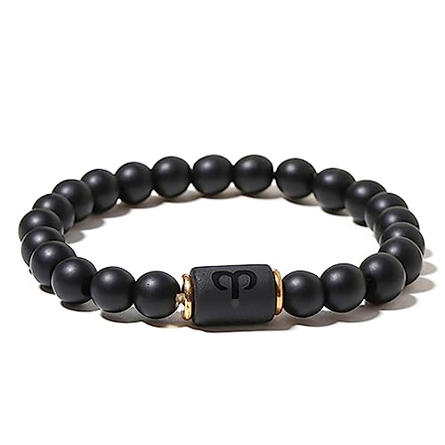 ZENSE - Bracelet zodiaque noir étirable homme avec perles Onyx ZB0381, Bélier