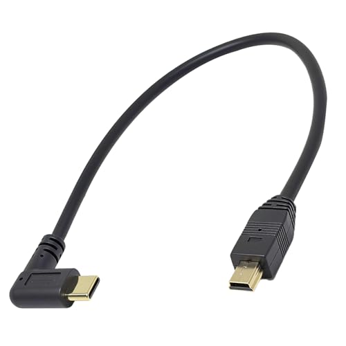 Velozym Câble USB C à 90° vers Mini USB, Adaptateur Court 3.1 Type-C Mâle à Mini 5 Broches Mâle pour Transfert de Données et Charge Rapide 480 Mbps,...