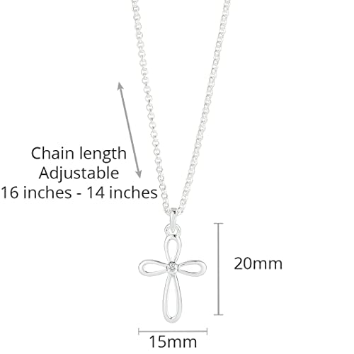 Cherish Diamond Cross Necklace – 925 Sterling Silver Girls' Jewelry for First Communion, Baptism, Quinceañera, Flower Girl or Bridesmaid Gift3