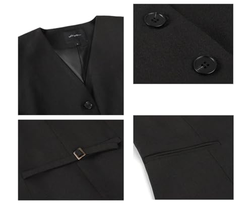 Female French Sleeveless V-Neck Suit Vest For Women Single Breasted Office Lady Vintage Clothing2