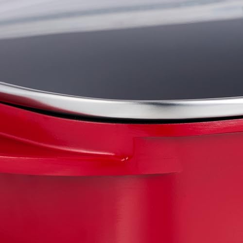 Relaxdays Asador de Horno 5 L con Tapa de Cristal, Rustidera, Olla Antiadherente, para Placa Eléctrica y de Gas, Rojo - imagen 6