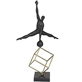Fabriquée à partir de métal massif, de marbre et de plastique, cette sculpture décorative noire met en valeur des matériaux de qualité