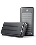 Solar Power Bank 27,000mAh, USB C 22.5W Fast Charging PD 20W Portable Charger, Mobile Phone Battery Pack 3 Outputs & 2 Inputs High Capacity Compatible for Smartphones