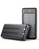 Solar Power Bank 27,000mAh, USB C 22.5W Fast Charging PD 20W Portable Charger, Mobile Phone Battery Pack 3 Outputs & 2 Inputs High Capacity Compatible for Smartphones
