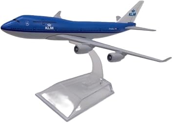 World Wings 6.3 inches 16 cm Series Boeing 747 Jumbo Jet with Stand Model Miniature Airplane Passenger Airliner Without Box KLM Dutch Airlines Parallel import goods