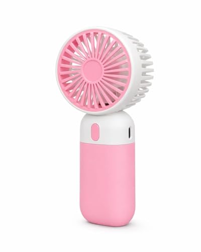 Image of Kabello Portable Hand Fan for Adults and Kids Rechargeable Handheld Fan with 3 Fan Speed Mini Fan for Travelling, Makeup and Office (Pink)