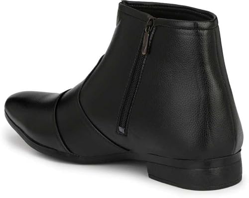 Image of Mens Black Synthetic Zip Slip on Perfect Style Formal Boot (8)