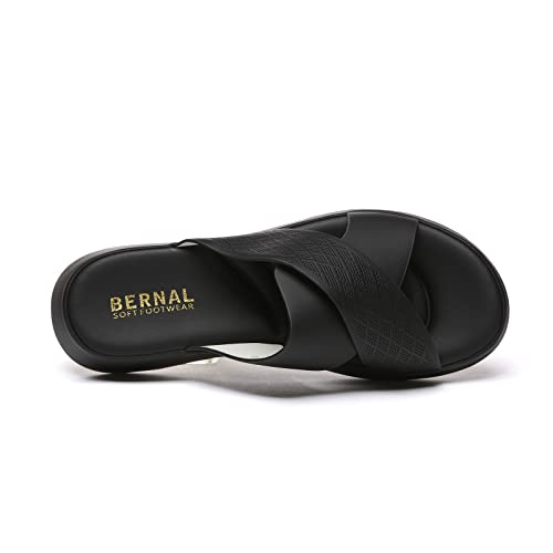 Bernal Slide Sandals For Women - Comfortable Slip On Sandals,Ladies Slip-Resistant Platform Summer Flat Sandals For Beach, Home, Indoor Outdoor Use (Black 8) #TOP2
