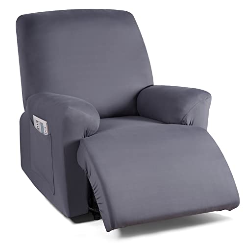 TAOCOCO Stretch Recliner Couch Covers 3-Pieces Style Recliner Chair Covers Recliner Cover for Reclining Chair Slipcovers Feature Fitted Soft Washable (1 Seat, Light Gray)