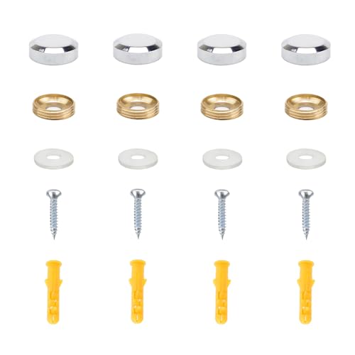 TIANLIN 4 Pezzi Viti per Specchi, 22 mm Chiodi Decorativi per Specchi, Viti per Specchi in Lega di Zinco, per Tavoli a specchio,Piastre da Bagno, Armadi, Cartelli di Vetro
