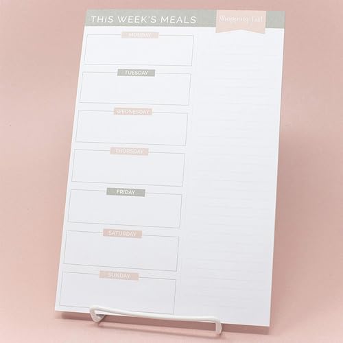 Galenecx Einkaufsliste, Menüplaner Block A5, Essensplaner mit Wochenplan, Menüplaner mit Einkaufsliste 50 Blatt, Essensplaner Abreißen aus Papier, Notizblock für Mahlzeiten Speiseplan