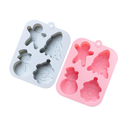ABOOFAN 1 Juego Molde De Pastel De Navidad Molde Para Pasteles Tarta De Queso Moldes De Helado Horneando Conformado Molde De Jabón De Vela Cera Sartenes Barra Tapas Gel De Sílice 2 Piezas