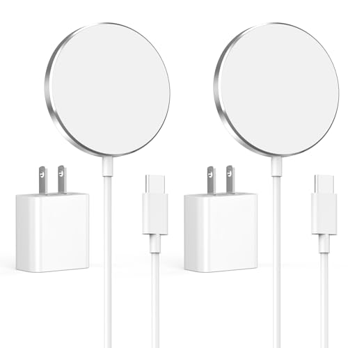 Magnetic Wireless Charger for iPhone 15, 2 Pack 15W Max iPhone Wireless Charger Fast Charging Pad Mag Safe Charger with 20W USB C Wall Charger for iPhone 15/15 Plus/15 Pro/15 Pro Max/14/13/12/AirPods
