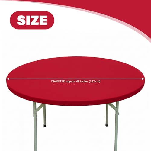 Nappe de table ronde élastique 122 cm extensible rouge extérieure - 4
