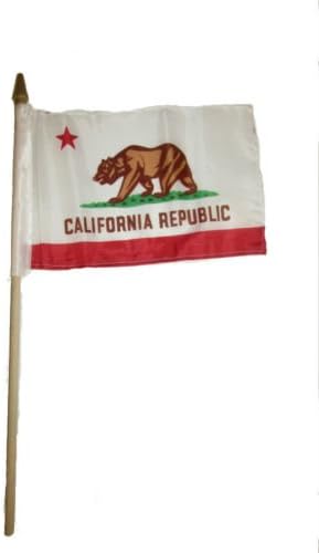 Wholesale Lot of 12 6x9 6''x9'' State of California Stick Flag wood Staff - Bright Color UV Resistant - Prime Outside Garden Cave Home Decor