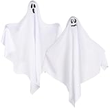 Halloween Outdoor Decoration, 2PCS Hanging Ghosts with Hanging Ghosts, for Halloween, Patio, Carnival, Tree, Porch, Patio, Lawn, Front Garden