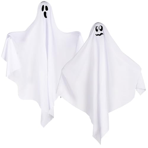 Halloween Outdoor Decoration, 2PCS Hanging Ghosts with Hanging Ghosts, for Halloween, Patio, Carnival, Tree, Porch, Patio, Lawn, Front Garden