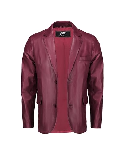 Image of Jild Invisible Stitching Casual Leather Blazer for Men - 2-Button Closure Coat Style Regular Fit Lambskin Leather Jacket Men