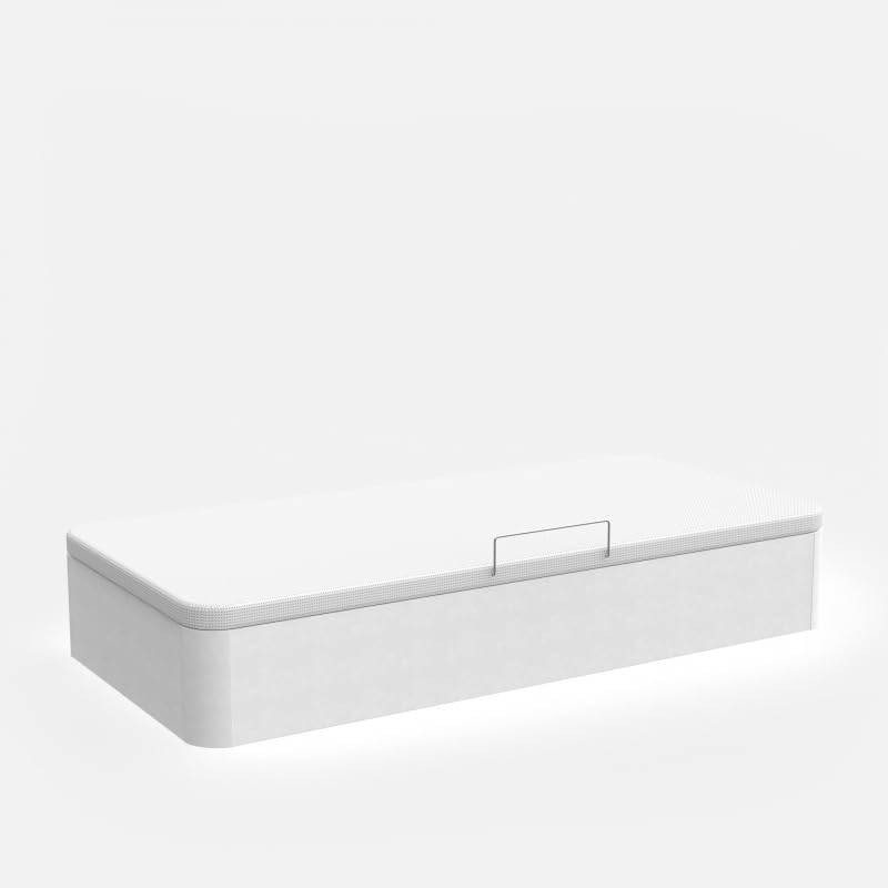 Canapé Abatible De Madera Eco - Gran Capacidad - Apertura Lateral - Cajón De Madera - Subida Y Montaje Gratuitos - CAJÓN - Blanco - Tapa 3D Blanco, 105 x 200 cm.