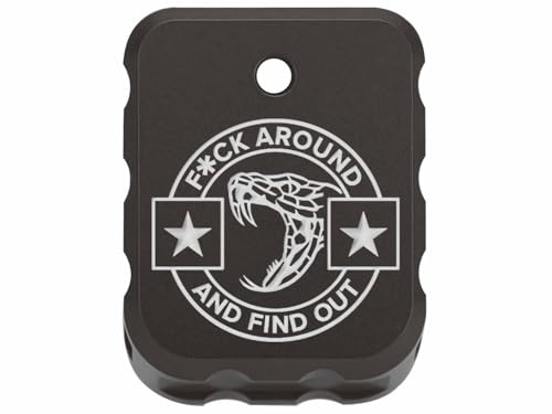 NDZ Performance Brass Magazine Base Plate for Canik TP9 – Armor Black Cerakote Finish – Laser Engraved – Fits TP9SF, TP9SFX, TP9 Elite SC – White Fill – FAFO Snake Head