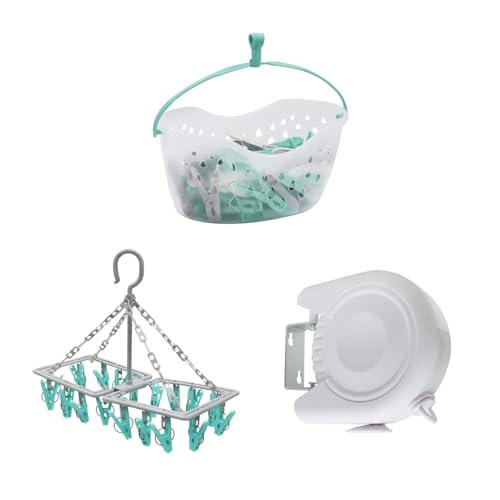 JVL Laundry Bundle Including Peg Basket, Sock Dryer and Clothes Line