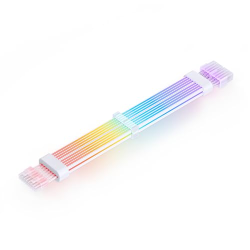 Jonsbo DY-2 (GPU-2 * 8Pin) Addressable RGB Power Extension Cable Kit for Graphics Card Connector, Rainbow Bridge 5V ARGB PC PSU Cables,White