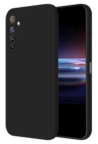 HONLEN Funda Compatible para Realme 6 Case, (6.5' Inches) Líquida TPU Silicona Cover con Anti-Rasguño, Cáscara Suave Cubierta Negro