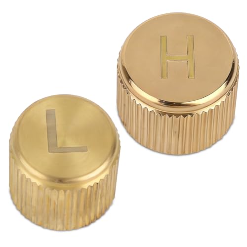 Penitue 2pcs Car AC Valve Caps for R134a System, Brass High & Low Pressure Service Port Caps Leakproof Covers Truck Car Accessories for Subaru & Most Vehicles