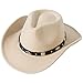 JOYEBUY Classic Wide Brim Women Men Western Style Cowboy Cowgirl Hats with Buckle Belt (Medium, Beige)