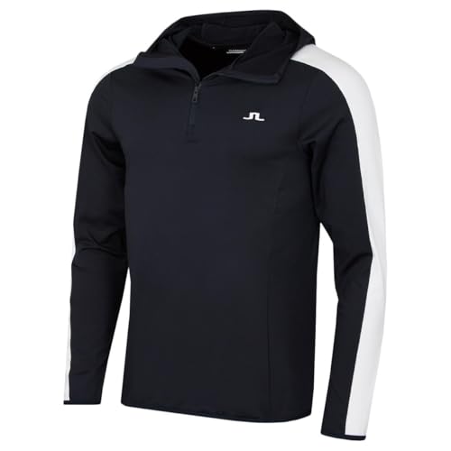 J.Lindeberg Mens Quarter Zip Hood Midlayer Hoody - JL Navy - L