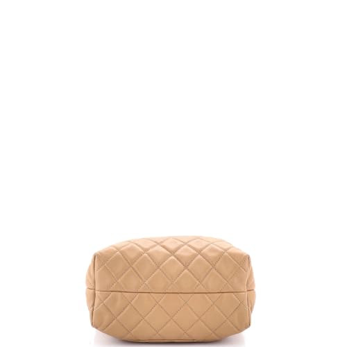 Pre-Loved Bowling Bag Quilted Calfskin Small, Neutral4