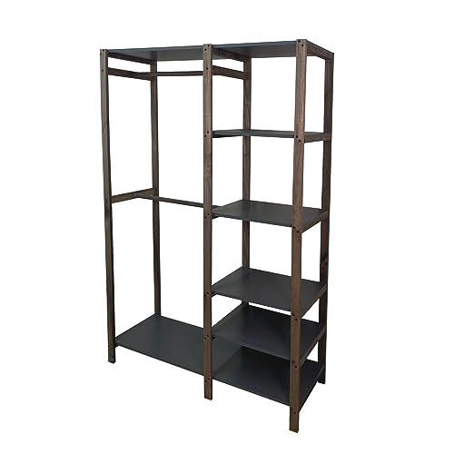 Estante Arara Closet para Roupas Calçados Expositor com Cabideiro e Prateleiras em Madeira