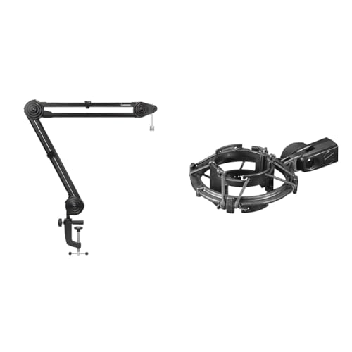 【セット買い】オーディオテクニカ AT8700J マイクブームアーム マイクアーム マイクスタンド コンデンサー マイク用 卓上 マイクスタンド 耐荷重2kg 角度調節可能 【国内正規品】 ブラック + AT8458a ショックマウントコンデンサーマイク