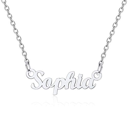 Custom4U Sophia Name Necklace Stainless Steel - Sophia Name Plated Pendant - Sophia Name Gift Bridesmaid Birthday Jewelry Gift for Girls Women