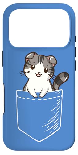Funny Cartoon Kawaii Womens Kids Pocket Scottish Fold Lover �X�}�z�P�[�X iPhone 17 Pro �p