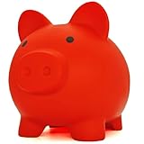 Sbrvaniy Mini Piggy Bank Cute Pig Money Bank Coin Bank for Boys and Girls My First Unbreakable Money Bank Best Birthday Gifts Decoration Savings Christmas, Halloween, Birthday Gift (Christmas Red)