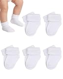 DAFNE 5 Pares de Calcetines Recién Nacido Bebé Algodón Blanco Suave, Calcetines Bebé Algodón Transpirable y Elásticos para Bebés