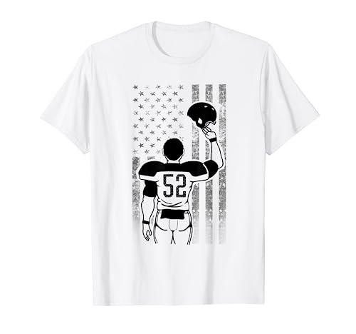 Bandera de jugador de fútbol número 52 negra con casco Camiseta