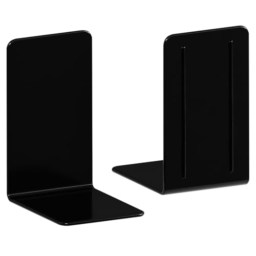 Bibliocanto Plástico Acrimet, para Estantes, Prateleiras e Mesas, Suporte para Livros Cor Preto (2 P
