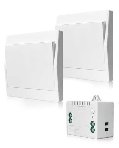 DoRight Interrupteur Sans Fil Kit Sans Pile Blanc Interrupteur 50M Sans Fil 10A avec Contrôleur de Récepteur de lumière Radio, Auto-Alimenté de Radiocommande, 200M Extérieur Longue Distance Sans fil