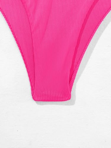 Qlarnaweer Swim Suits for Women 2025 Strapless Bathing Suits Bandeau Bikini Set 2 Piece Hot Pink S - Image 4