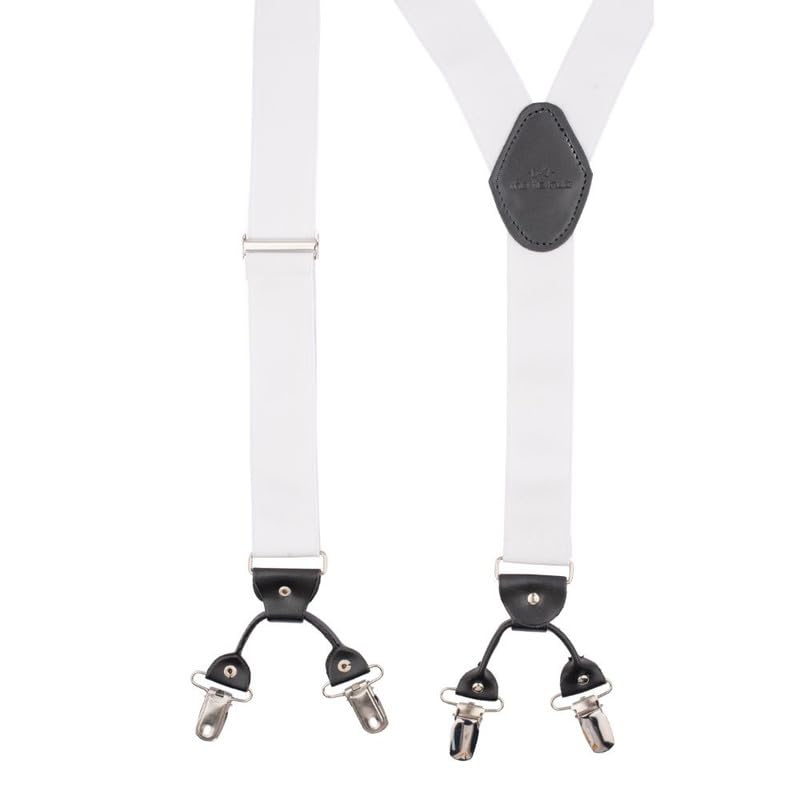Image of The Tie Hub Suspenders for Men Elastic Adjustable Y Back Braces with Strong Metal Clips for Wedding Formal Office Wear