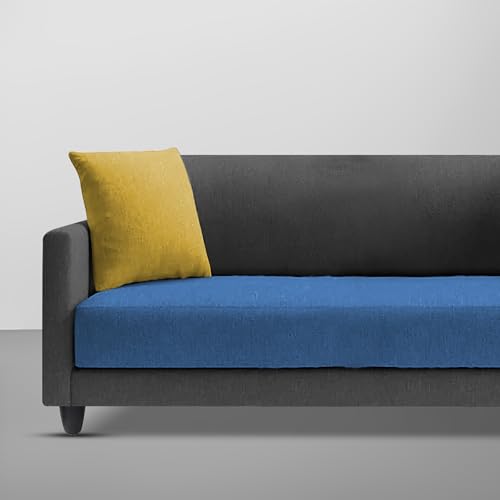 Image of Casaliving Dominic 2 Seater Sofa Set for Living Room (Blue Black Fabric) Premium Fabric Sofa