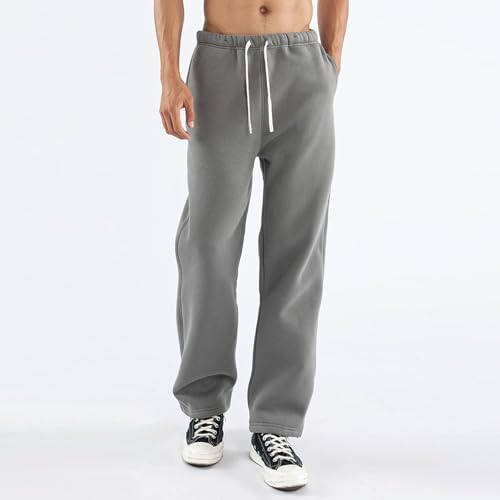 Hawyet Sweatpants for Men Solid Color Midweight Elastic Waist Drawstring Spring Fall Active Athletic Workout Sweatpanst4