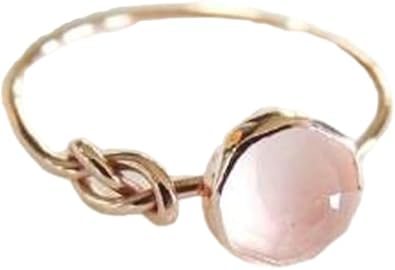 18K Rose Gold Filled Ring Moon Moonstone Solitaire Ring for Women Gemstone Boho Jewelry Fashion Women Pink Moonstone Women Jewelry Elegant Gemstone Wedding Ring
