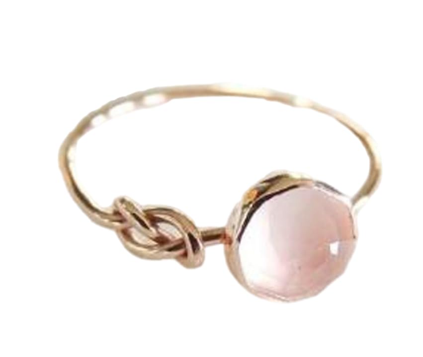 ASFKIPMF Anel solitário de ouro rosa 18 K, lua e pedra da lua, anel solitário para mulheres, pedras preciosas, boêmias, moda feminina, rosa, pedra da lua, joia feminina, elegante anel de casamento com