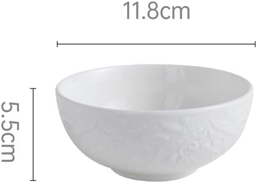 White Ceramic Bowls with Relief Patterns Rice Porridge Restaurant Hotel Tableware