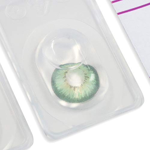 Grüne Farbige Kontaktlinsen Fresh Mint Grün Sehr Stark Deckende SILIKON COMFORT NEUHEIT von GLAMLENS + Behälter - 1 Paar (2 Stück) - DIA 14.50 - ohne Stärke 0.00 Dioptrien