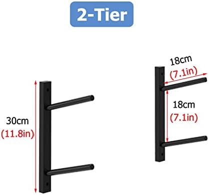Wall-Mounted Yoga Mat Holder & Stand - Sturdy Black Metal Shelf for Gym, Office, Garage - Foam Roller & Equipment Display, 2/4/6/8 Tier Storage Options image 3