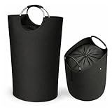 SAMMLEX Pfandflaschenbeutel 90 L Volumen f&uuml;r 50 Flaschen oder 70 Dosen 70 x 39 cm faltbar und wasserabweisend mit Kordelzug und Alu-Griffen als Einkaufstasche verwendbar grau und schwarz (Schwarz)